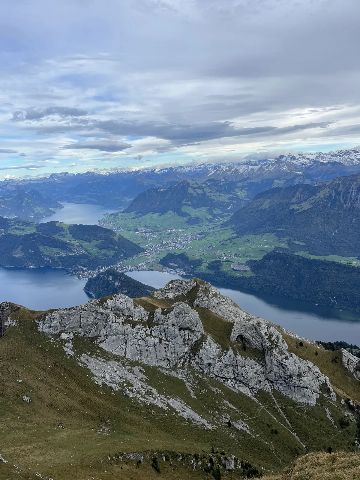 Colorful street lined with brick storefronts