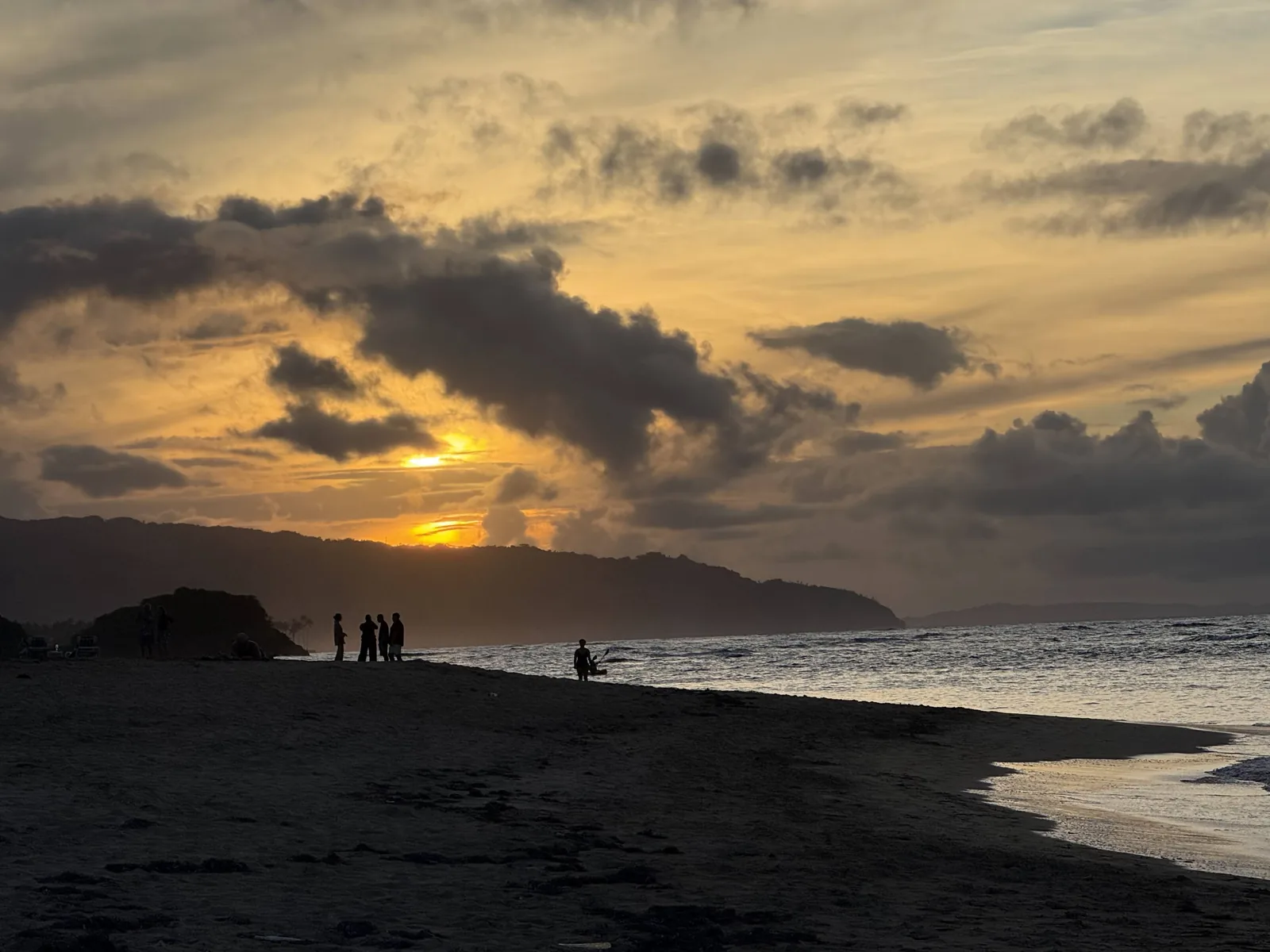 Sandy beach backed by palms and a calm sea